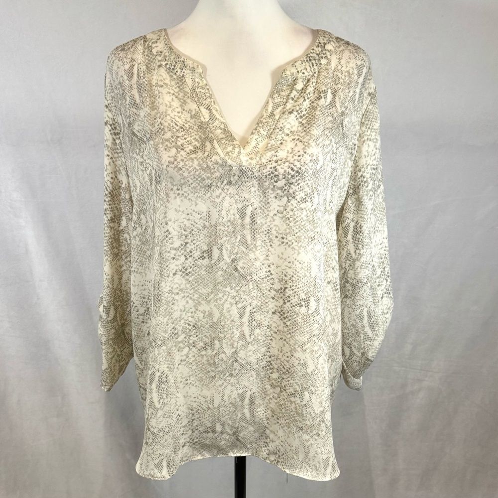 Chaus New York snakeskin animal print roll tab sleeve top size XL